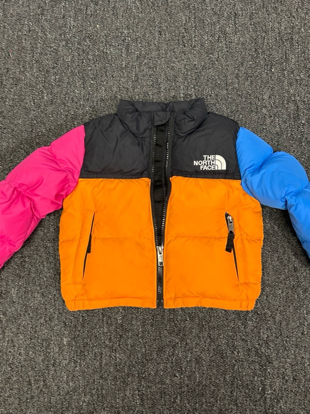 The North Face Kids Colorblock Puffer Jacket - Orange, Black, Pink & Blue